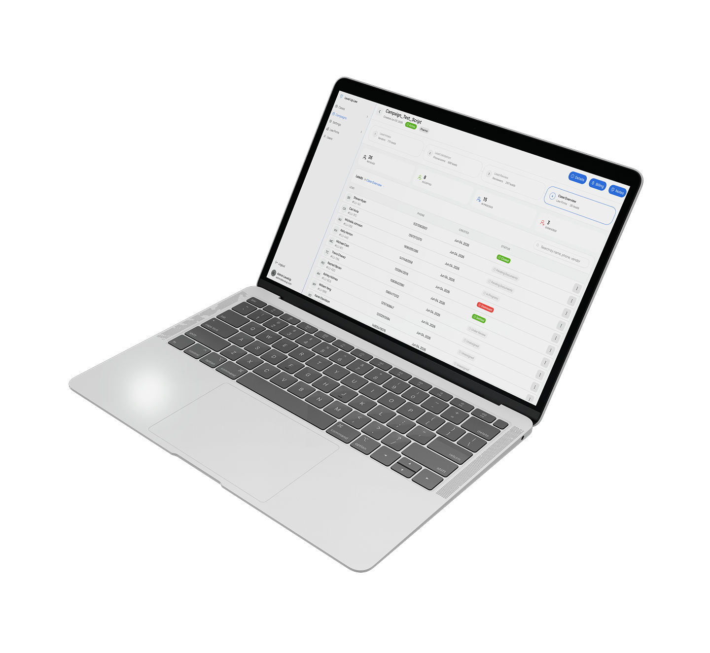 LevelUp event-driven legal lead screening pipeline, built by NimbusTech