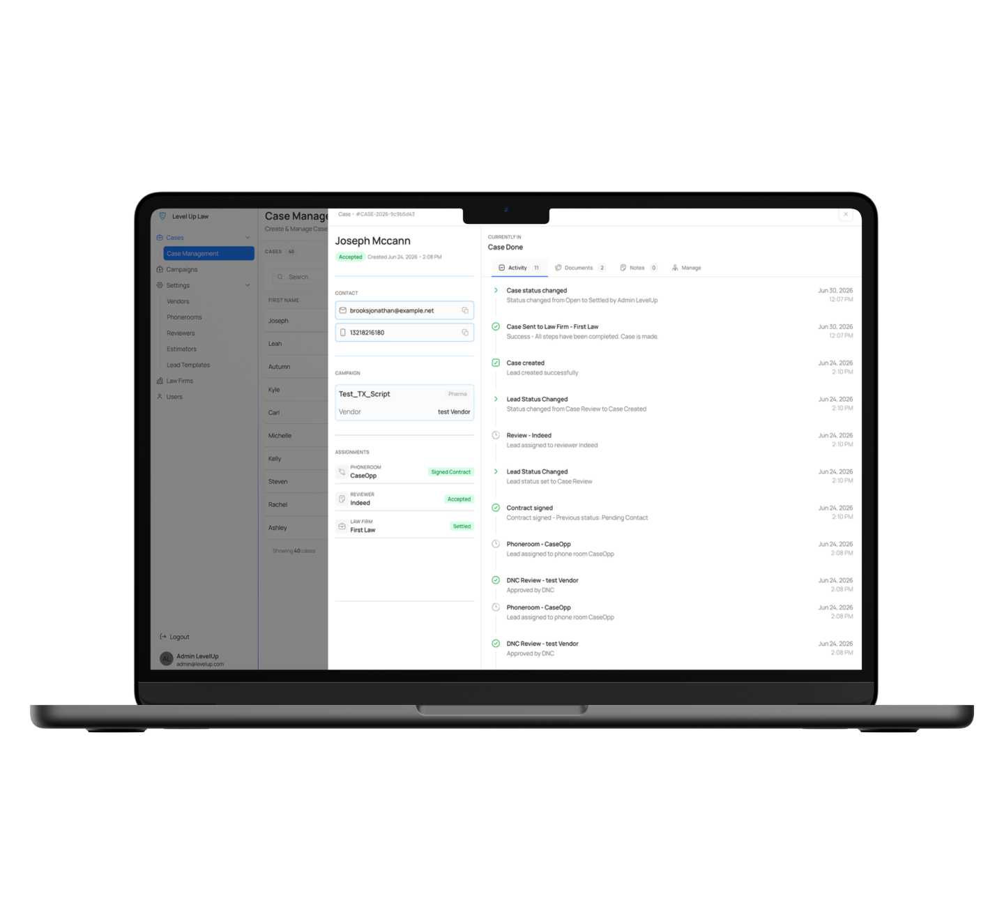 LevelUp event-driven legal lead screening pipeline, built by NimbusTech